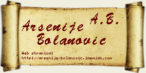 Arsenije Bolanović vizit kartica